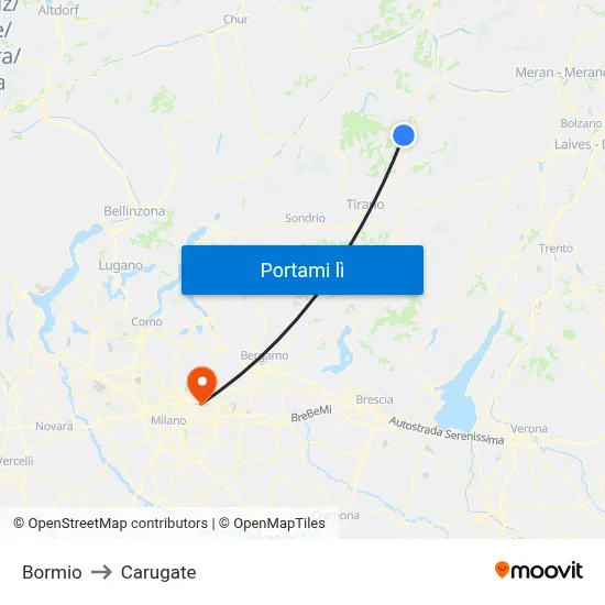 Bormio to Carugate map