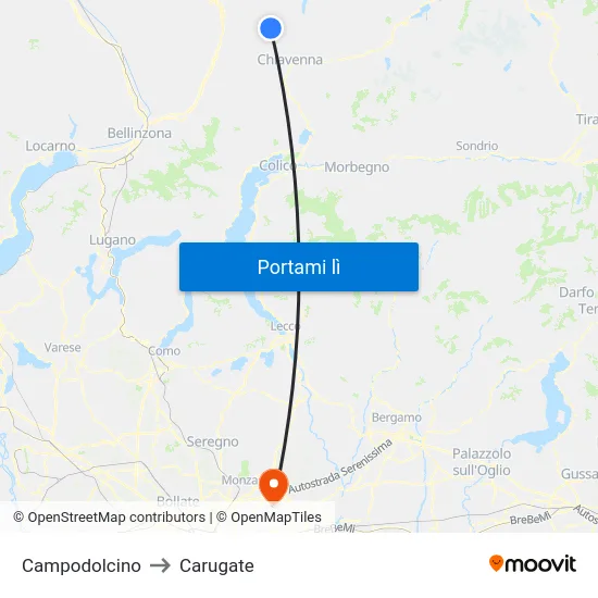 Campodolcino to Carugate map