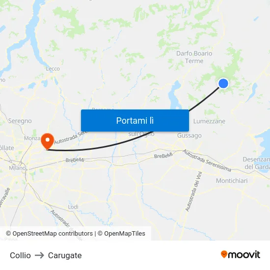 Collio to Carugate map