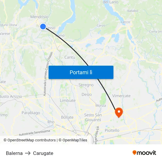 Balerna to Carugate map