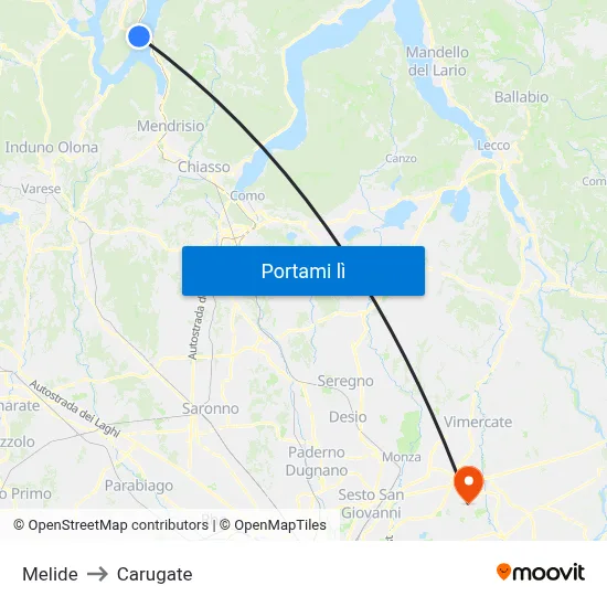 Melide to Carugate map