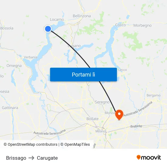 Brissago to Carugate map