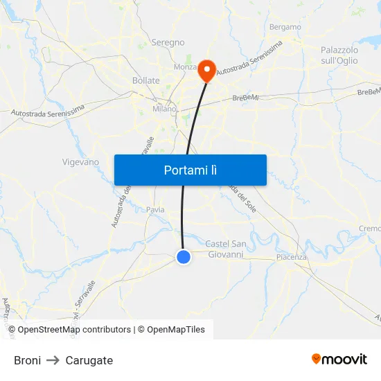 Broni to Carugate map