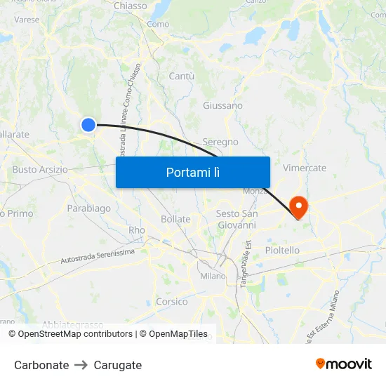 Carbonate to Carugate map