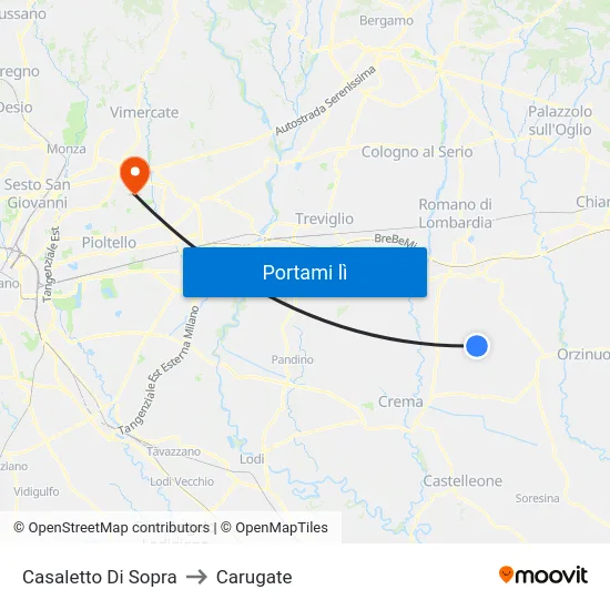 Casaletto Di Sopra to Carugate map