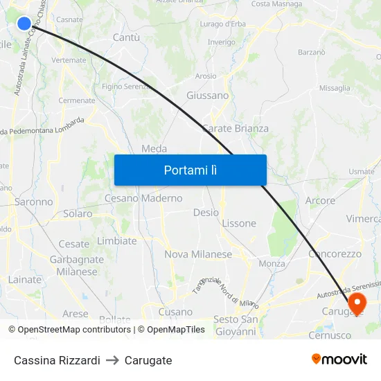 Cassina Rizzardi to Carugate map
