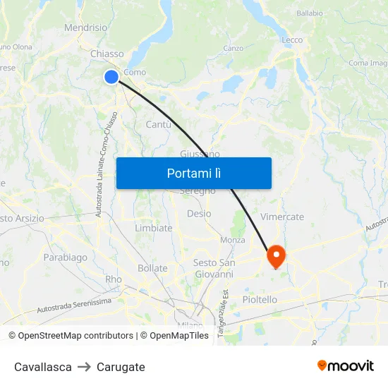 Cavallasca to Carugate map