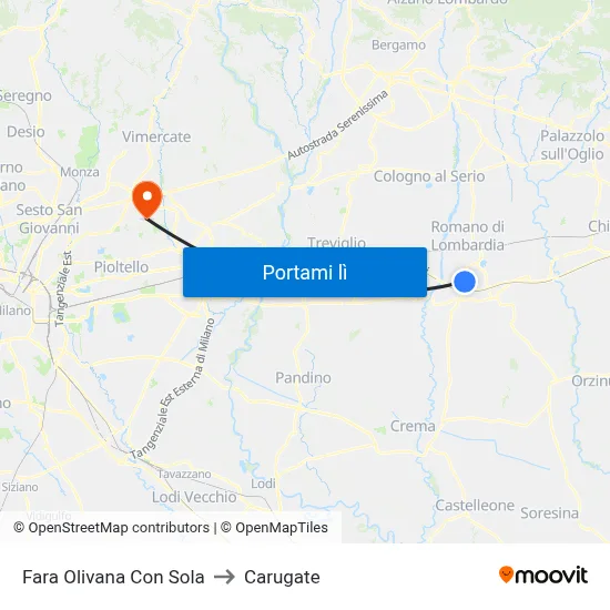 Fara Olivana Con Sola to Carugate map