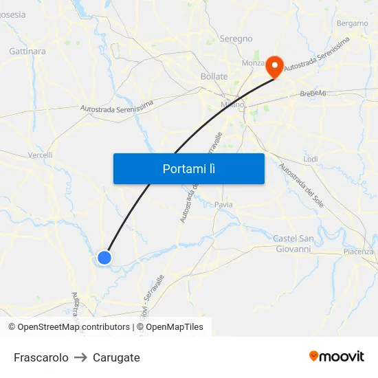 Frascarolo to Carugate map