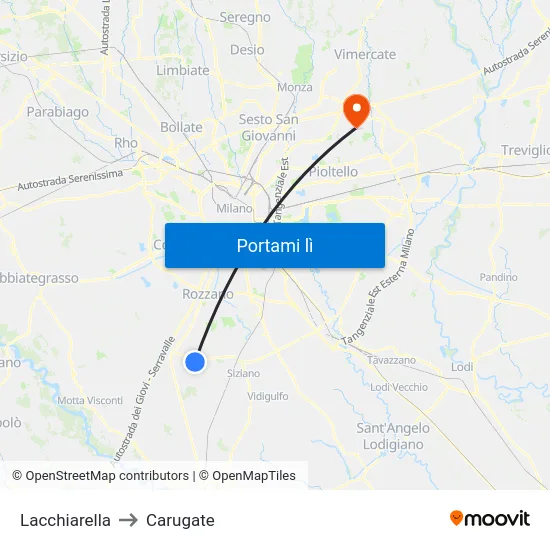 Lacchiarella to Carugate map