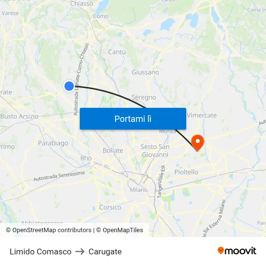 Limido Comasco to Carugate map