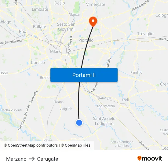 Marzano to Carugate map