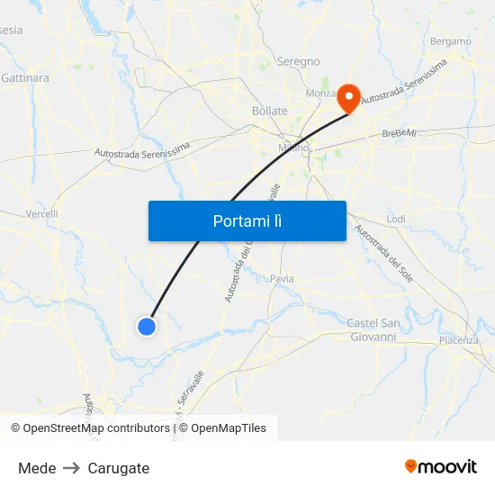 Mede to Carugate map