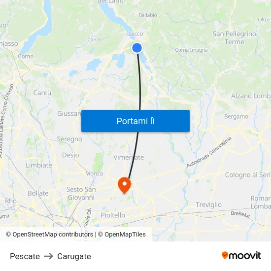 Pescate to Carugate map