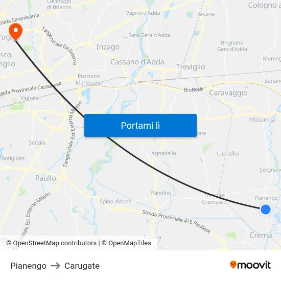 Pianengo to Carugate map