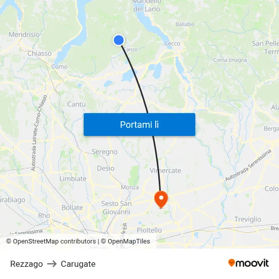Rezzago to Carugate map