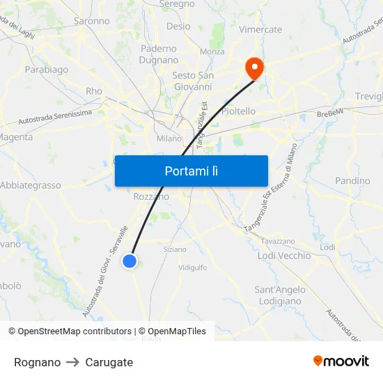 Rognano to Carugate map