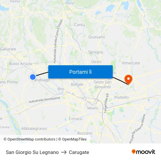 San Giorgio Su Legnano to Carugate map