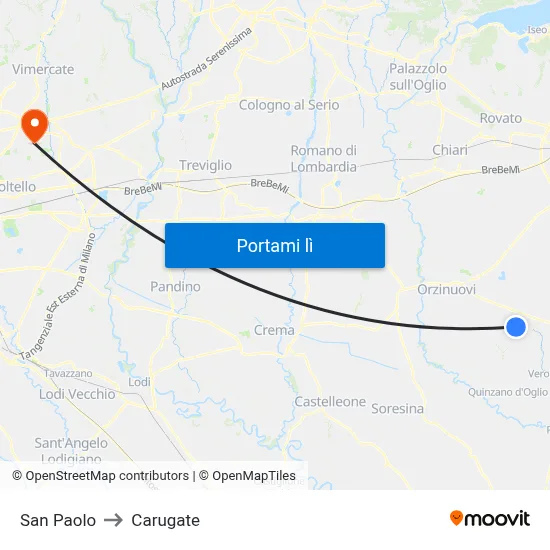 San Paolo to Carugate map