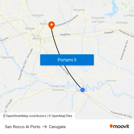 San Rocco Al Porto to Carugate map