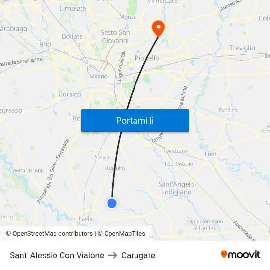 Sant' Alessio Con Vialone to Carugate map