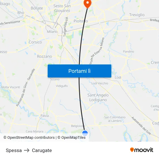 Spessa to Carugate map