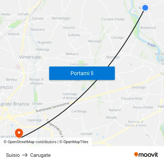 Suisio to Carugate map