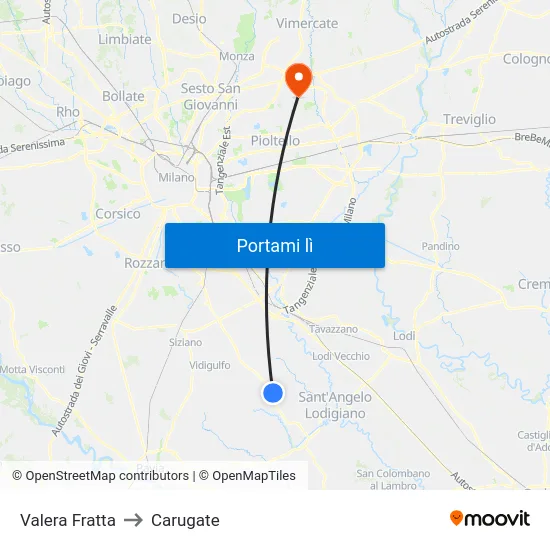 Valera Fratta to Carugate map