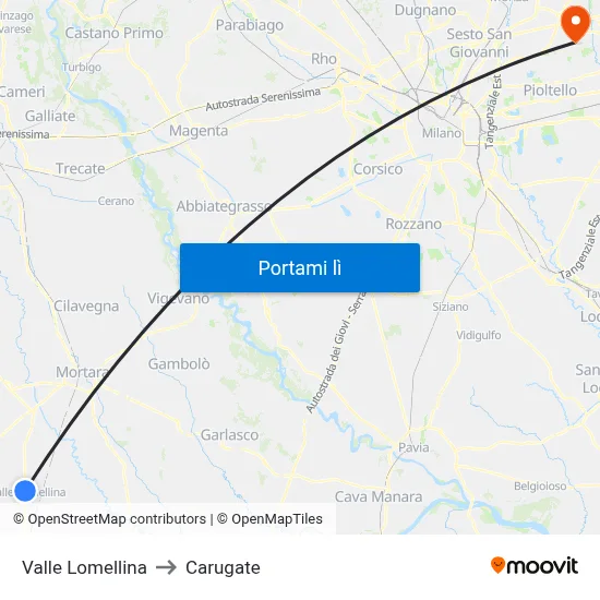 Valle Lomellina to Carugate map