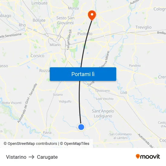 Vistarino to Carugate map