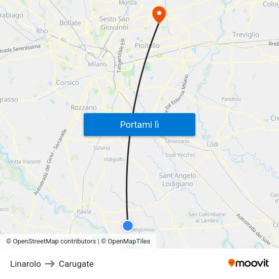Linarolo to Carugate map
