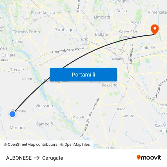 ALBONESE to Carugate map