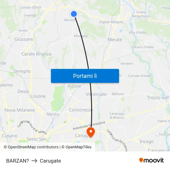 BARZAN? to Carugate map