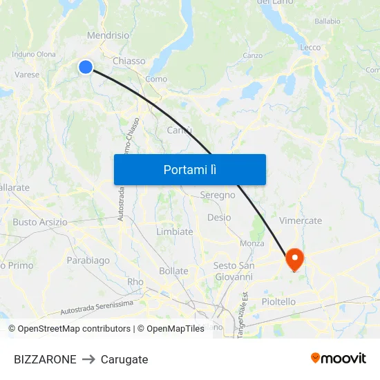 BIZZARONE to Carugate map