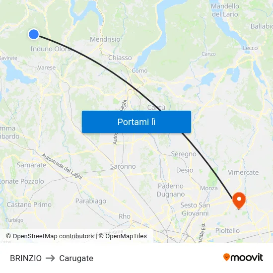 BRINZIO to Carugate map
