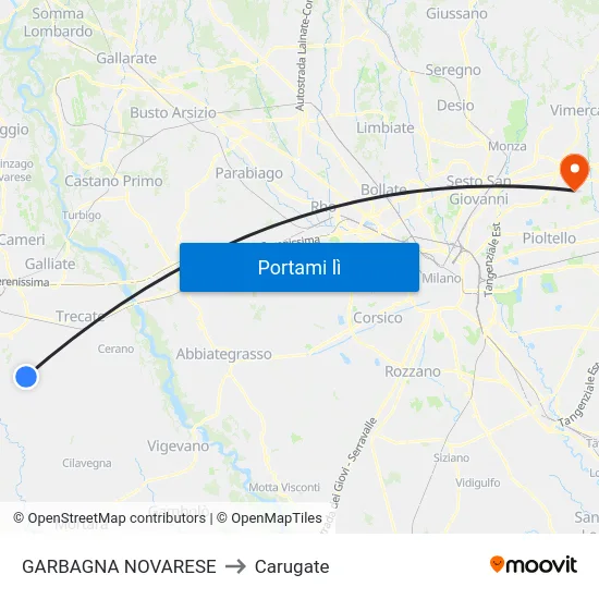 GARBAGNA NOVARESE to Carugate map