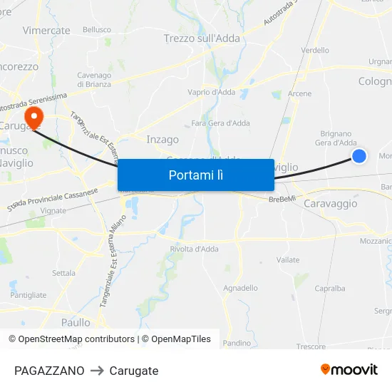 PAGAZZANO to Carugate map