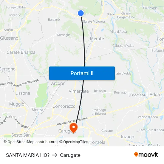 SANTA MARIA HO? to Carugate map