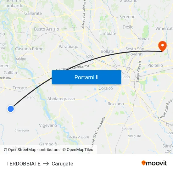TERDOBBIATE to Carugate map