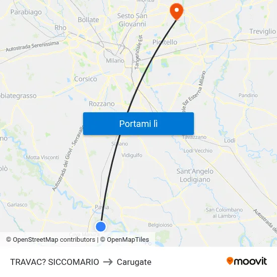 TRAVAC? SICCOMARIO to Carugate map