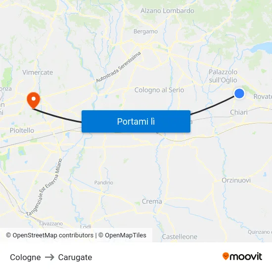 Cologne to Carugate map