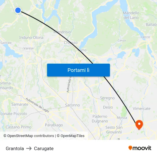 Grantola to Carugate map