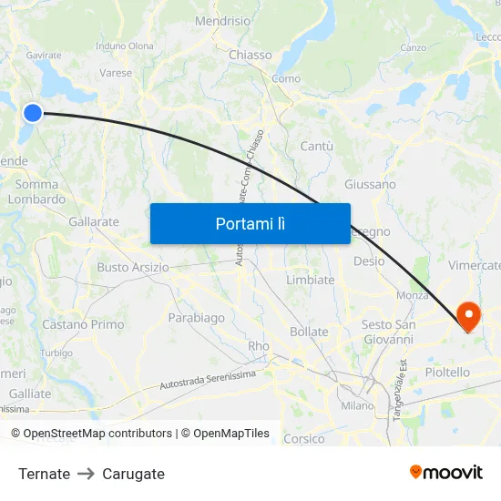 Ternate to Carugate map