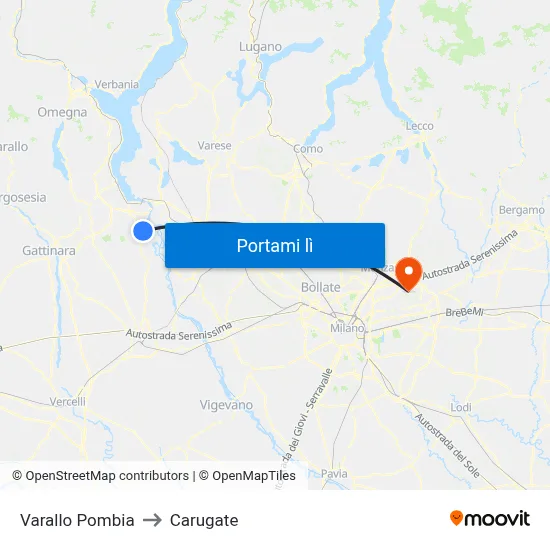 Varallo Pombia to Carugate map