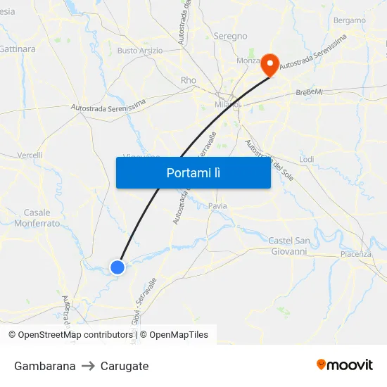 Gambarana to Carugate map