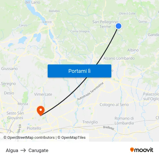 Algua to Carugate map