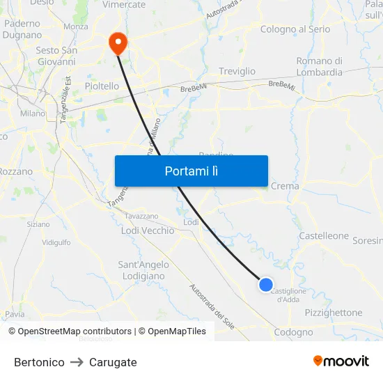 Bertonico to Carugate map