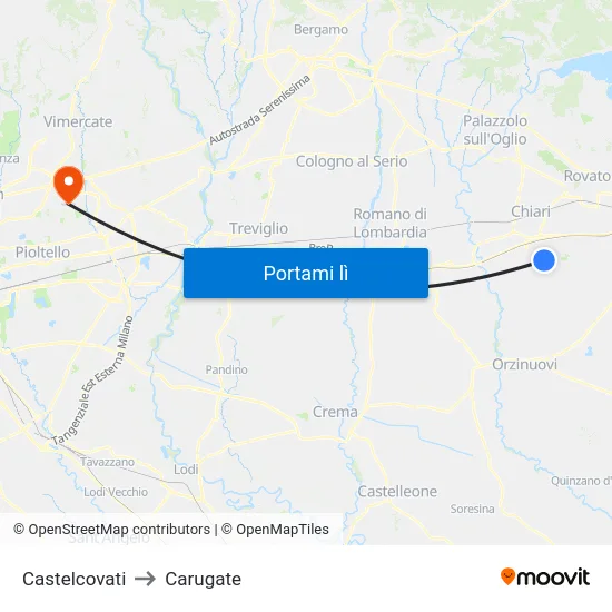 Castelcovati to Carugate map