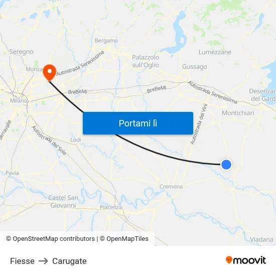 Fiesse to Carugate map