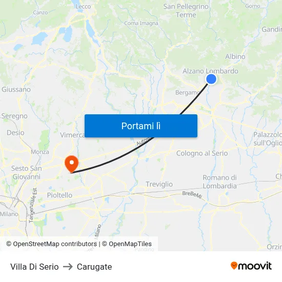 Villa Di Serio to Carugate map